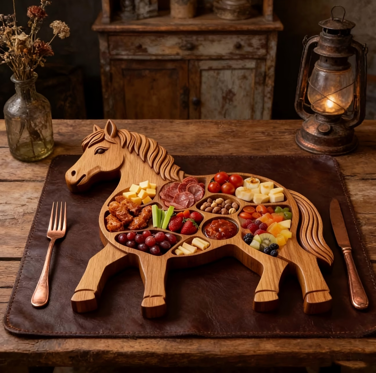 StallionServe™ - Rustieke Paarden Charcuterie Plank