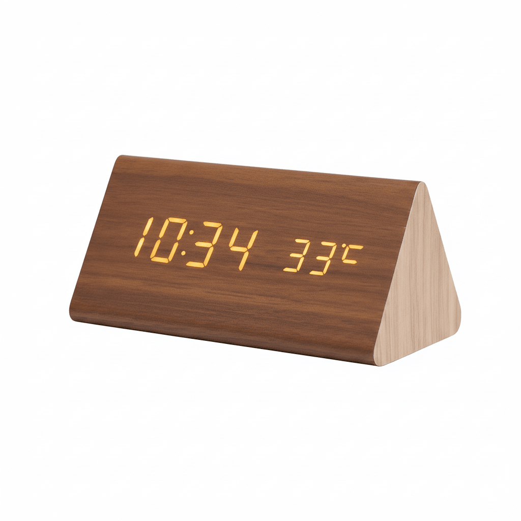WoodSense LED houten klok - Stemgestuurd & stijlvol voor elke kamer