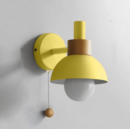 Wandlamp met Trekketting Moderne Houten Accent Sconces