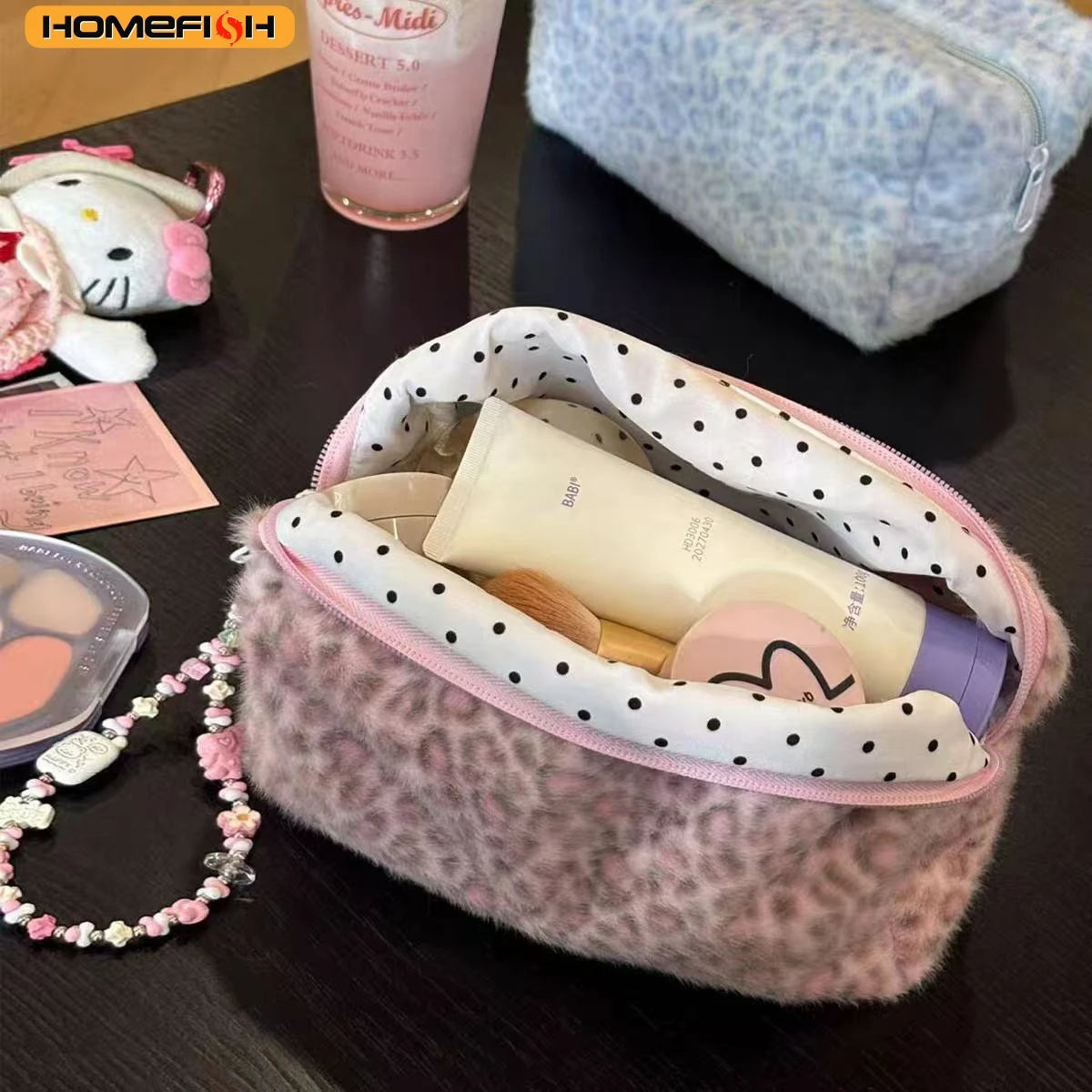Panterprint Pluche Cosmetica Tas - Grote Make-up Organizer