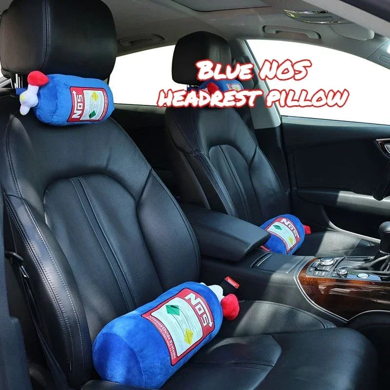 Nieuwe Auto Nek Kussen Auto Hoofsteun voor Bestuurder Voor NOS Lachgas Fles Auto Decor Hoofsteun Kussen Pluche Kussen Auto Onderdelen