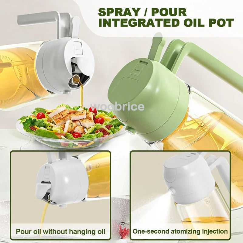 2-in-1 Keuken Oliespuit & Oliefles - Voedselveilige Olieweerder