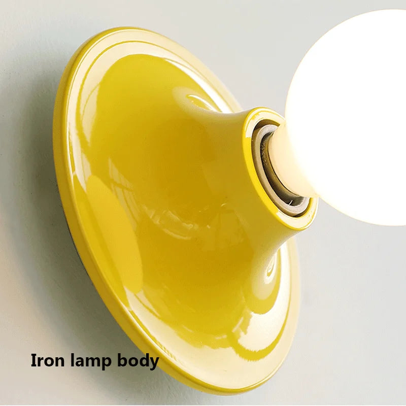 Retro Keramische Wandlamp - Gele Porseleinen E27 Lampvoet