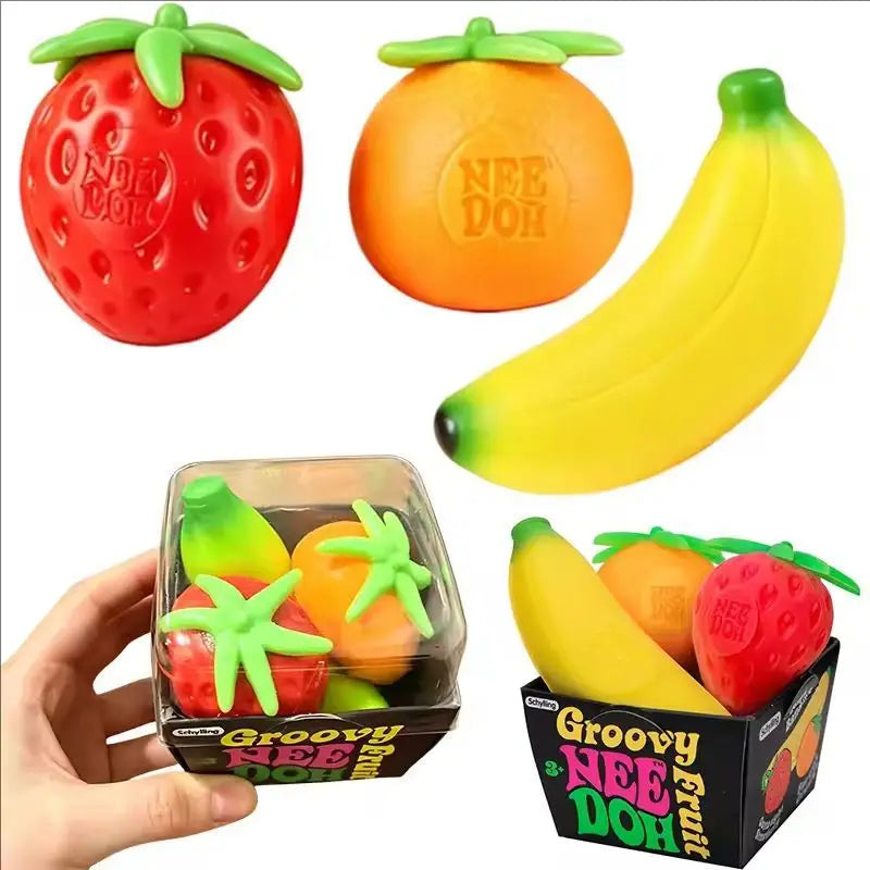 NeeDoh Groovy Fruit Squishy Set - 3-Delig Sensorisch Anti-Stress Speelgoed