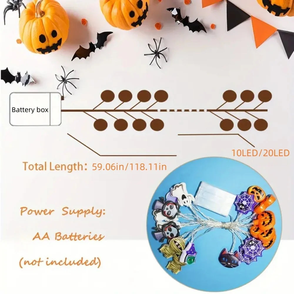 Halloween LED Verlichting Slinger - Batterij Warm Wit Lichtjes snoer