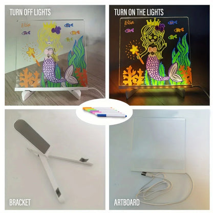 Heldere LED Acryl Berichtenbord - Uitschrijfbaar USB Tekenbord voor Kinderen, Perfect voor Verjaardagscadeaus & Barreclame