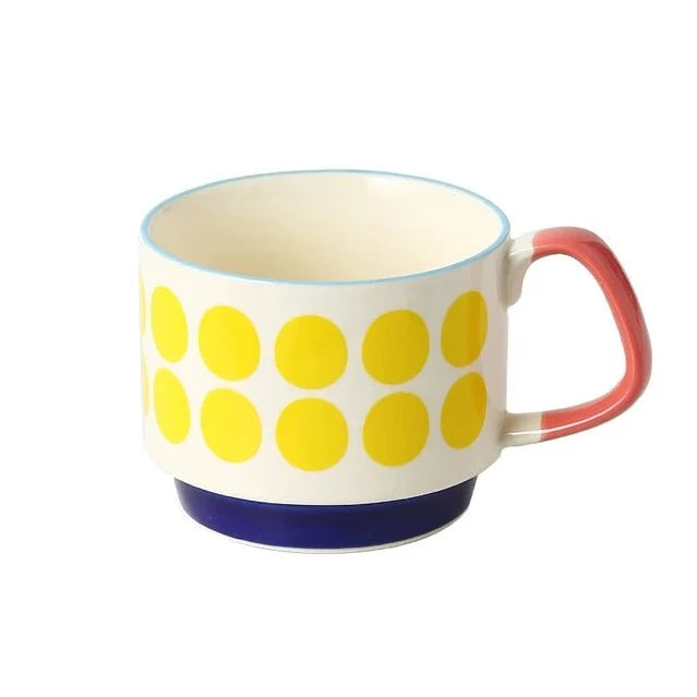 300ml Japanse Keramische Mok met Bloemenprint - Retro Koffiebeker