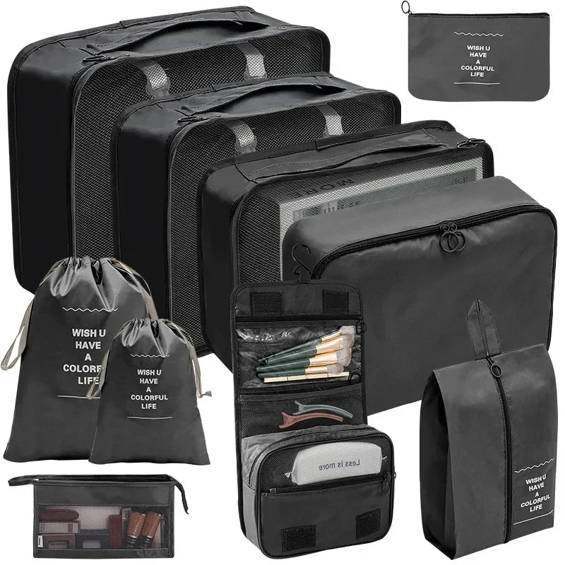 PackWunder Reisorganizer Set 7/8/9/10-delig | Opvouwbare Koffer-organizer | Voor kleding, schoenen & accessoires