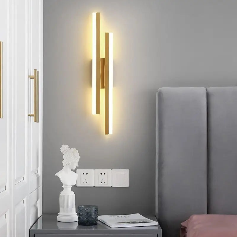 Minimalistische Noordse Lineaire LED Wandlamp – Drie Kleuren Dimbaar