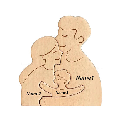 Wood Family Hug Puzzel