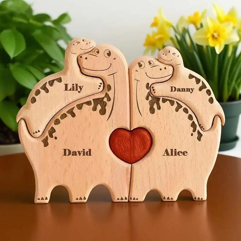 Wood Dino Family Puzzel