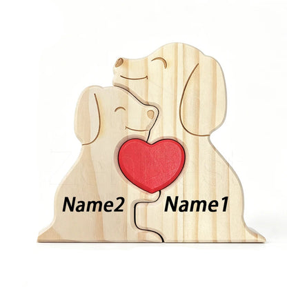 Wood Dog Family Puzzel