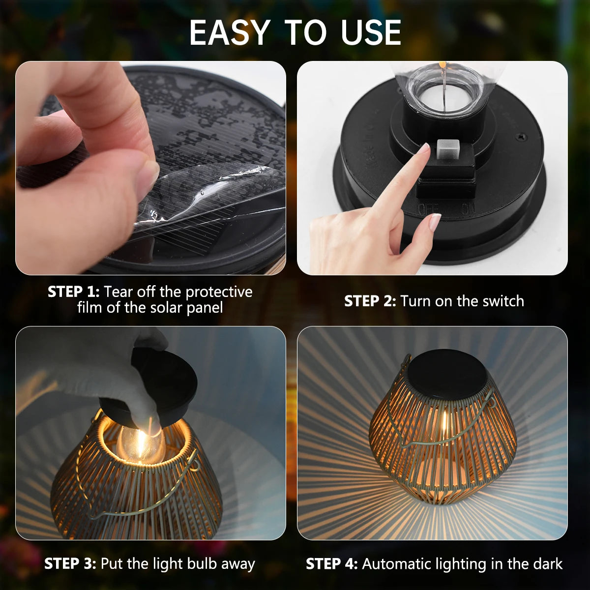 Zonne-energie Rotan Lantaarn voor Buiten - IP65 Waterdichte Tuinlamp