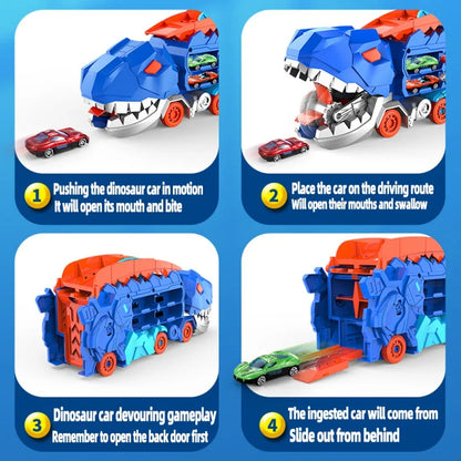 Vouwbare Dinosaurussen Transportauto Set - 2 Die-Cast Auto's voor Competitief Spel & Gemakkelijke Opslag