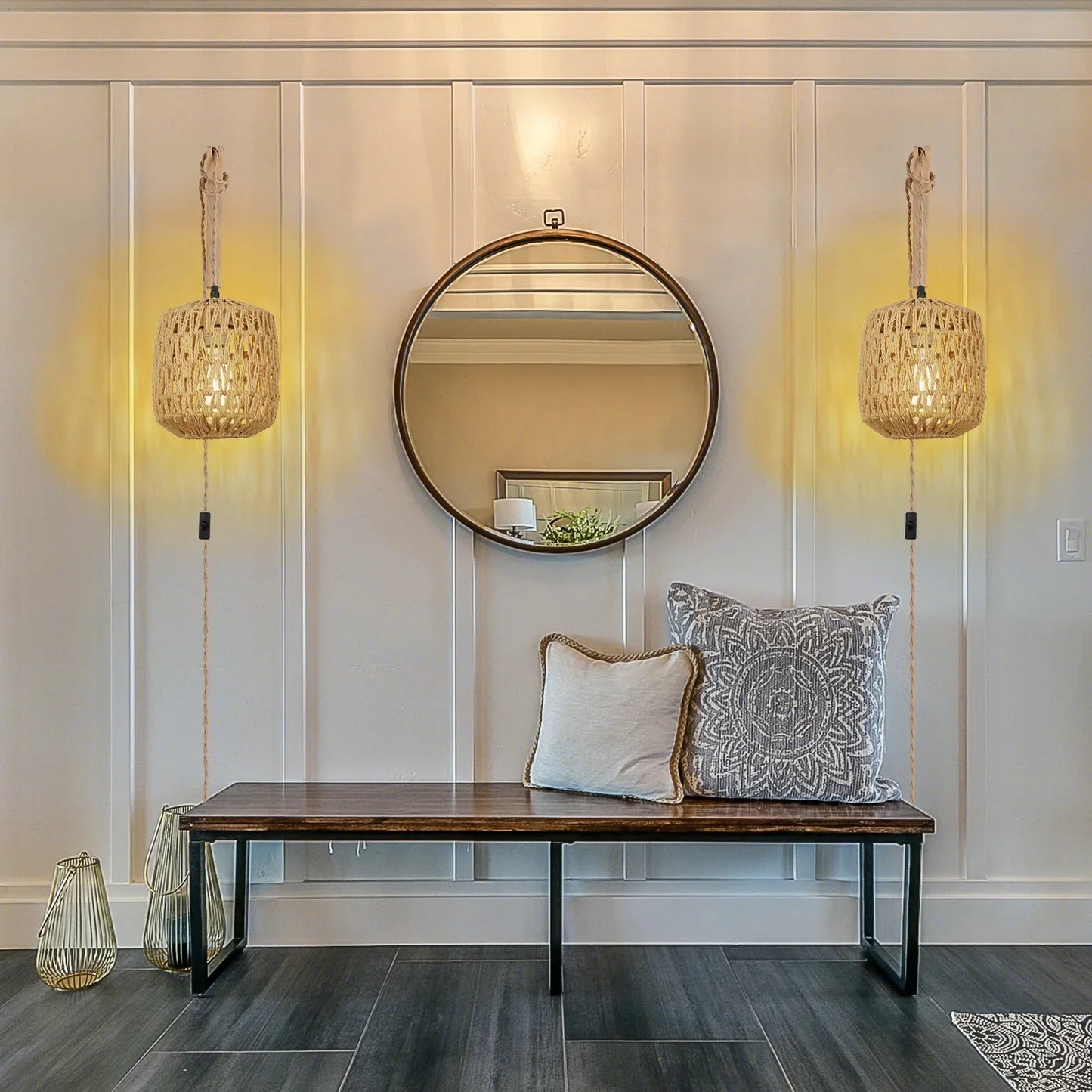 Landelijke Rotan Wandlamp