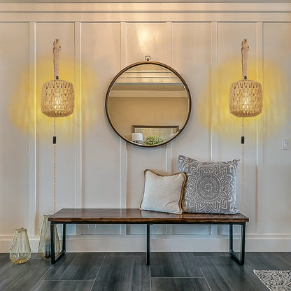 Landelijke Rotan Wandlamp