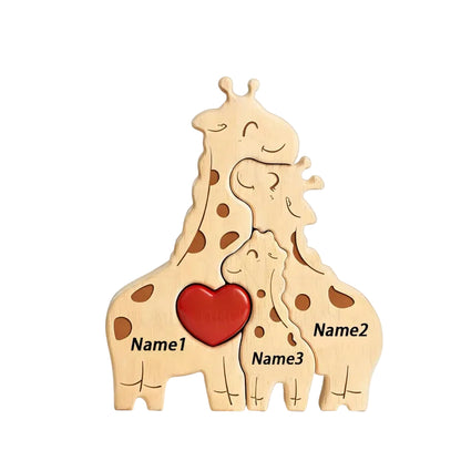 Wood Giraffe Family Puzzel