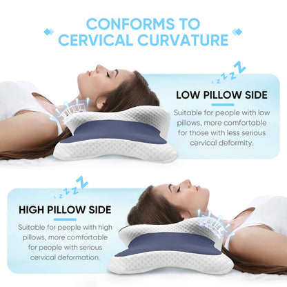 Geheugen Schuim Kussen Cervicaal Kussen Nekpijn Verlichting Contour Ergonomisch Orthopedisch Nekondersteuning voor Zij-, Rug-, Maagslapers Cadeau