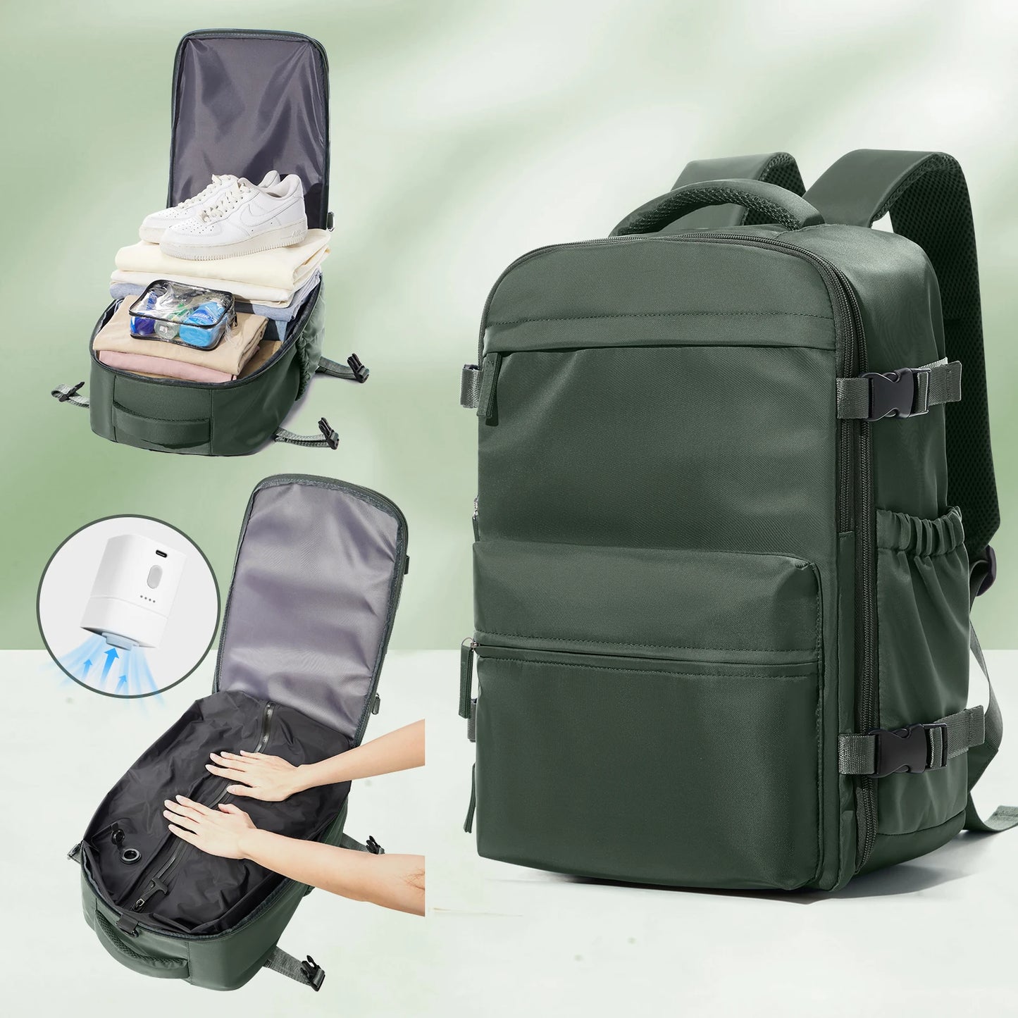 Vacuüm Compressie Rugzak - Uitbreidbare 15,6" Laptop Reistas