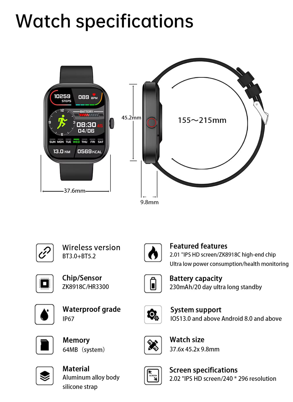 2025 Gezondheids Smartwatch BP+ECG+HRV+BG Monitor met SpO2, Hartslag, Slaap & Fitness Tracking