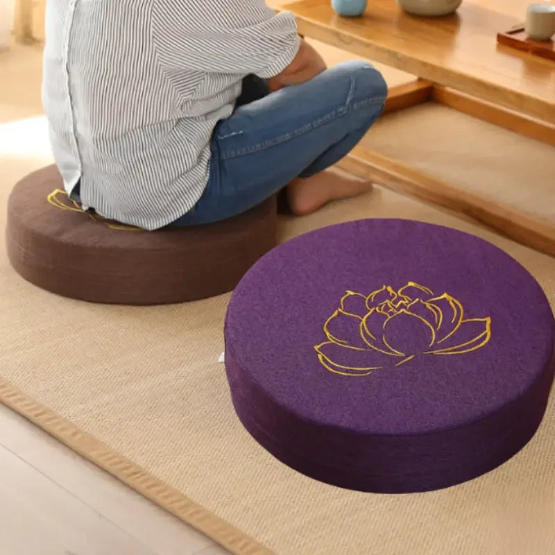 40x6cm Yoga Meditatie Linnen Kussen Stevig Lotus Textuur Meditatie Kussen Rugsteun Kussen Tatami Mat Afneembaar Wasbaar