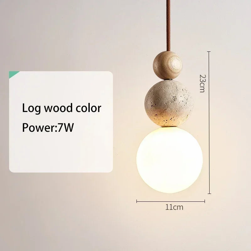 Luma Travertijn Hanglamp - Crèmestijl Natuurstenen Lamp