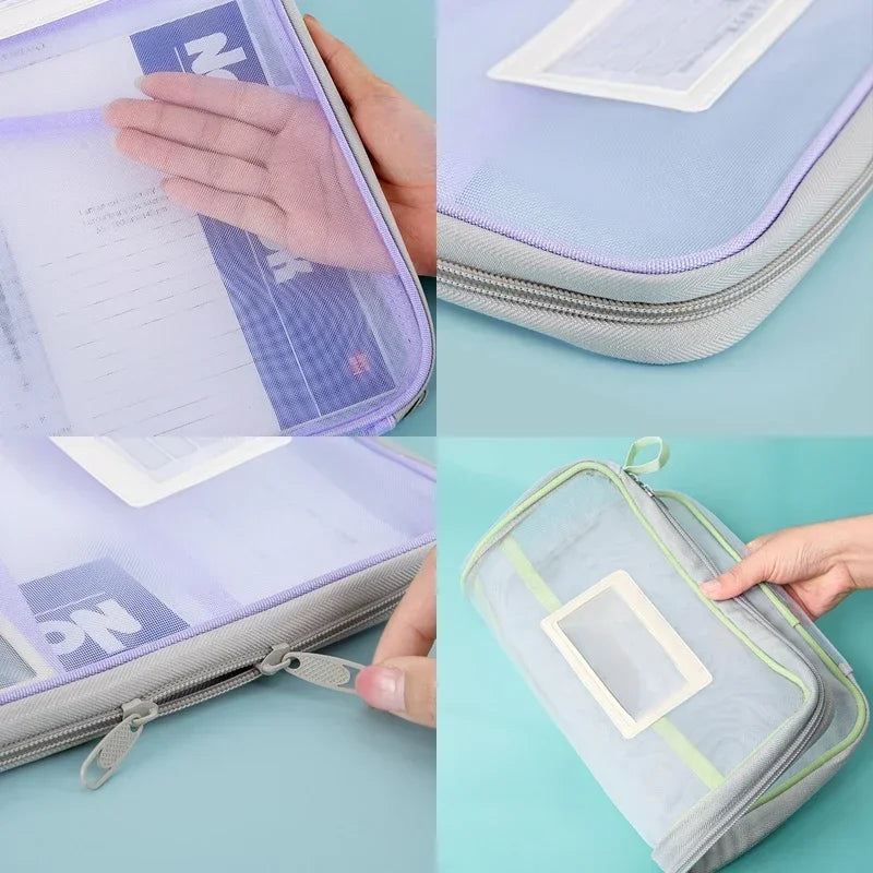 A4 Kantoorbenodigdheden Opbergtas Dubbel-laags Mesh Rits Tas Grote Capaciteit Organizer Mappen School Kantoorbenodigdheden Speelgoedopslag