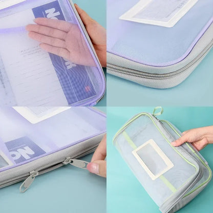 A4 Kantoorbenodigdheden Opbergtas Dubbel-laags Mesh Rits Tas Grote Capaciteit Organizer Mappen School Kantoorbenodigdheden Speelgoedopslag