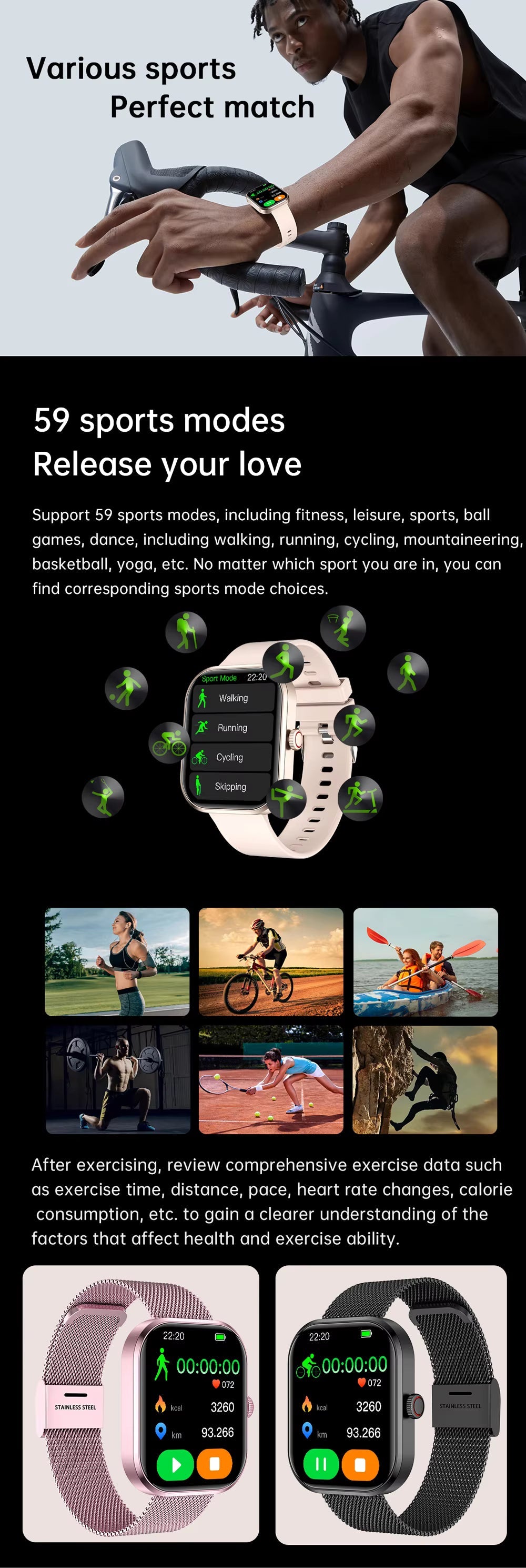 2025 Gezondheids Smartwatch BP+ECG+HRV+BG Monitor met SpO2, Hartslag, Slaap & Fitness Tracking