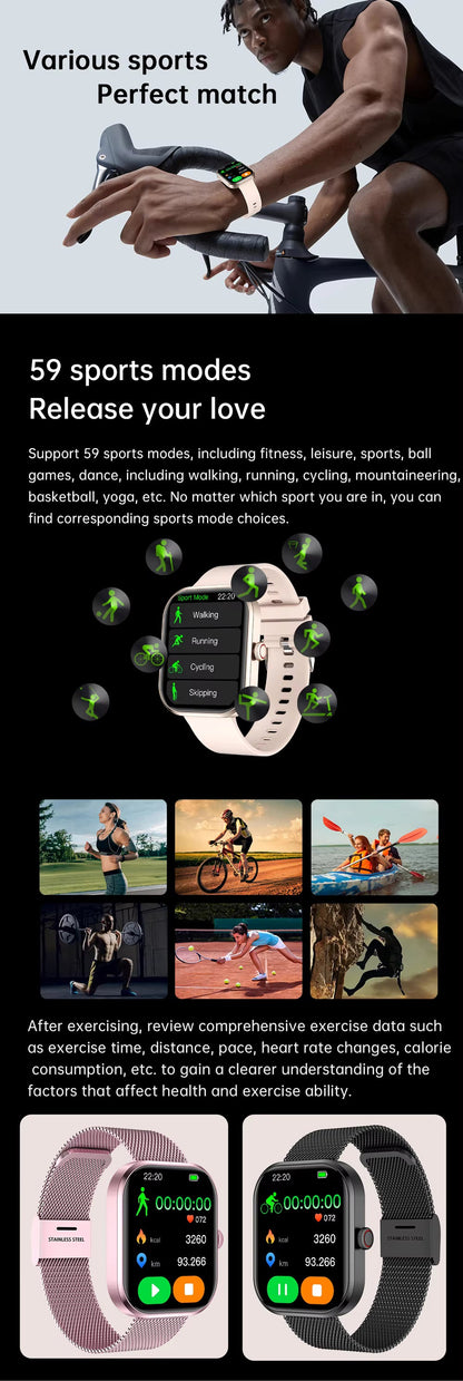 2025 Gezondheids Smartwatch BP+ECG+HRV+BG Monitor met SpO2, Hartslag, Slaap & Fitness Tracking