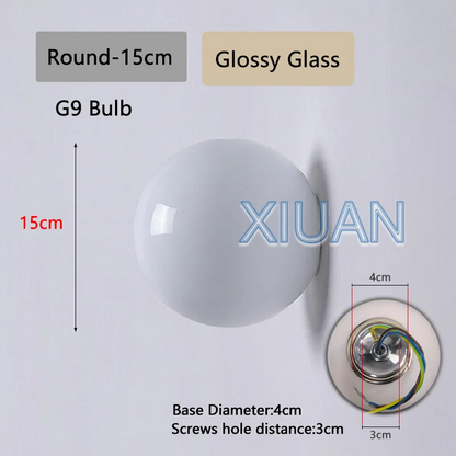 French Bauhaus Glass Wall Sconce - G9 & G4 Milky Glass Globe | Shop