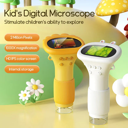 Handheld 1000X Mini Microscoop voor Kinderen - Buiten STEM Wetenschaps Speelgoed, 2.0 Inch Pocket Lab Tool