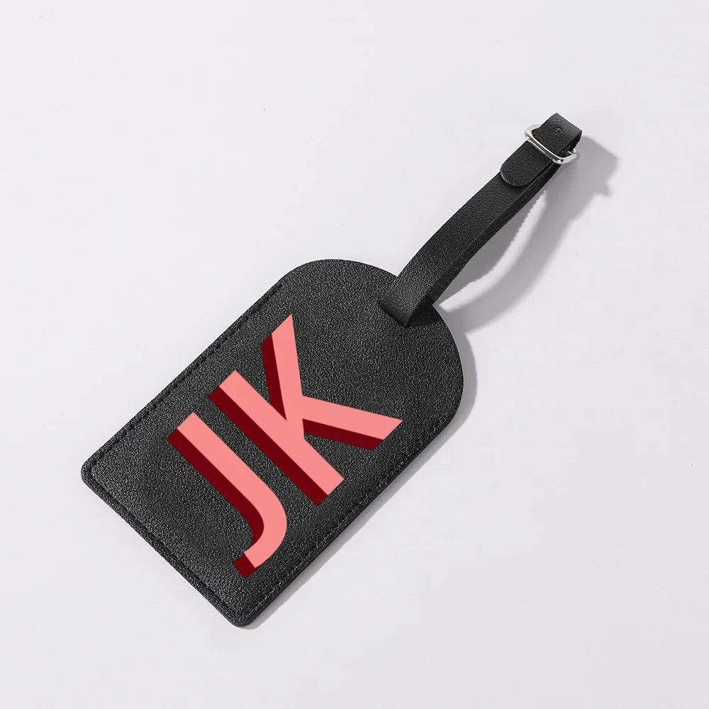Gepersonaliseerd PU-Lederen Kofferlabel met Monogram – Luxe Bagagelabel op Maat