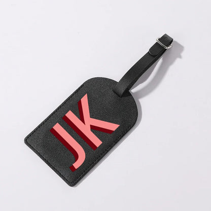 Gepersonaliseerd PU-Lederen Kofferlabel met Monogram – Luxe Bagagelabel op Maat