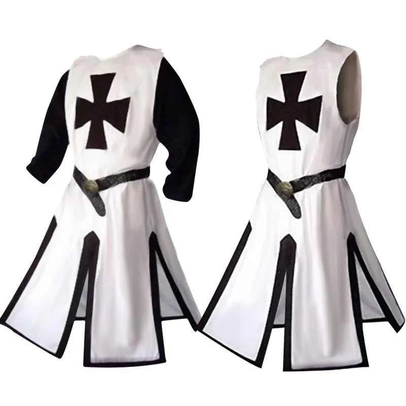 Ridders Templar Kruisvaarder Cosplay Kostuum - Authentieke Tuniek & Kaap Set voor Halloween