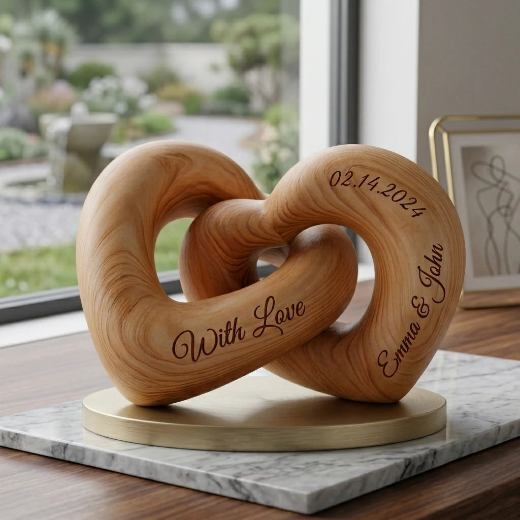 Gepersonaliseerd Houten Ineengevlochten Hart Sculptuur