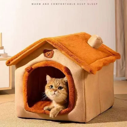 Zacht Koraalvlies Hondenmand Huisje - Wasbare Indoor Dierenmand