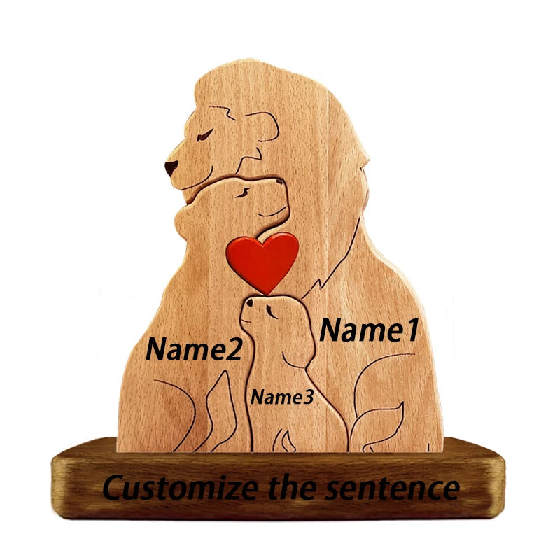 Wood Lion Family Puzzel