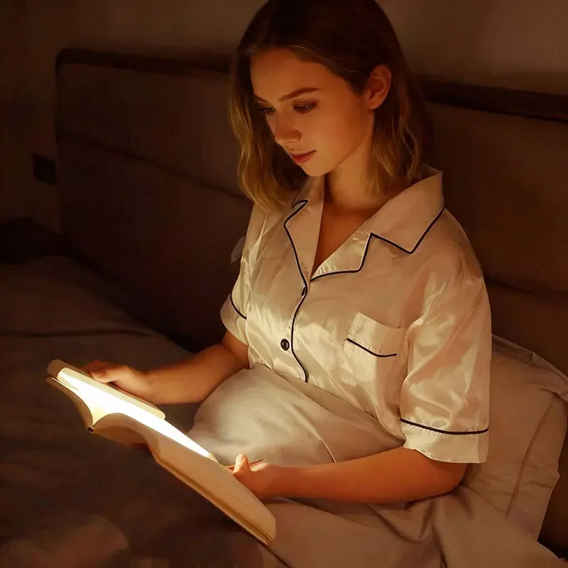 LED Platte Leeslamp – 2-in-1 Oplaadbaar Boekpaneel & Nachtlamp met Timer