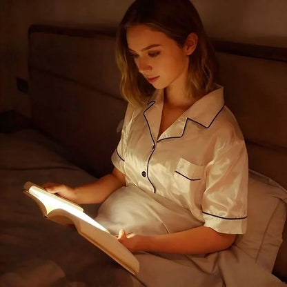 LED Platte Leeslamp – 2-in-1 Oplaadbaar Boekpaneel & Nachtlamp met Timer