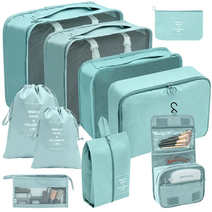 PackWunder Reisorganizer Set 7/8/9/10-delig | Opvouwbare Koffer-organizer | Voor kleding, schoenen & accessoires