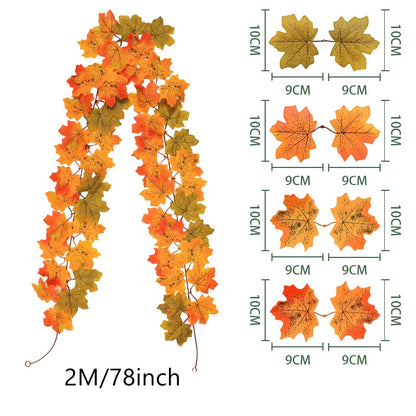 Grote 200cm Herfst Esdoorn Blad Guirlande - Zijden Bladeren Krans