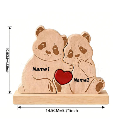 Gepersonaliseerde Houten Panda Familie Puzzel