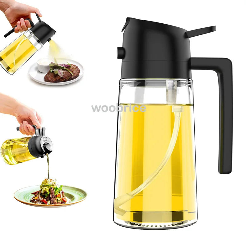 2-in-1 Keuken Oliespuit & Oliefles - Voedselveilige Olieweerder