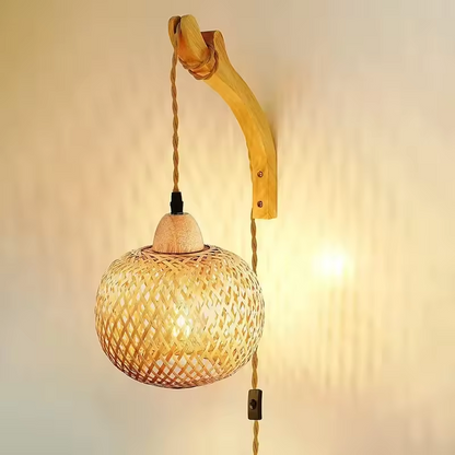 Landelijke Rotan Wandlamp