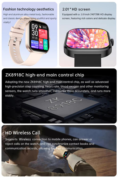 2025 Gezondheids Smartwatch BP+ECG+HRV+BG Monitor met SpO2, Hartslag, Slaap & Fitness Tracking