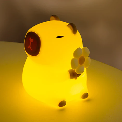 Slaapende Capybara Ademende Squishy Siliconen Compaan Geluid LED Nachtlamp Perfect Cadeau