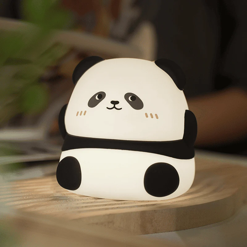 Napping Panda Ademend Squishy Silicone Compaan Geluid LED Nachtlamp Perfect Cadeau