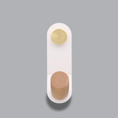 ScandiHook – Minimalistische Pastel Wandhaak met Eikenhout & Messing Accent