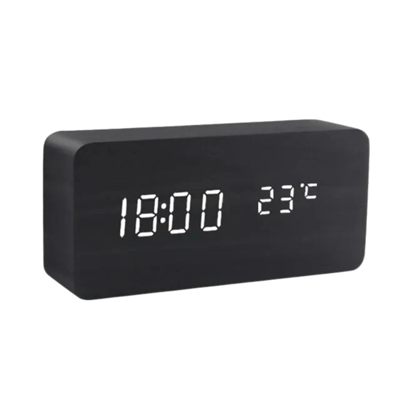 WoodSense LED houten klok - Stemgestuurd & stijlvol voor elke kamer